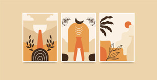 抽象几何人物装饰画组合