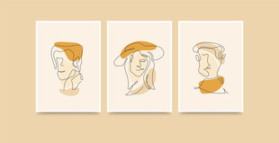 简约线条人物挂画组合