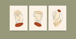 三幅简约人物肖像画