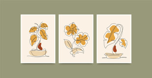 三幅花卉小鸟装饰画