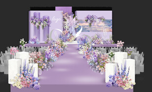 粉紫色油画婚礼效果图