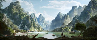 山水画卷 静谧的自然美景
