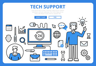 科技支持服务相关图标集合