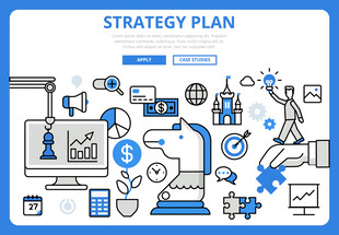 战略规划相关图标插画