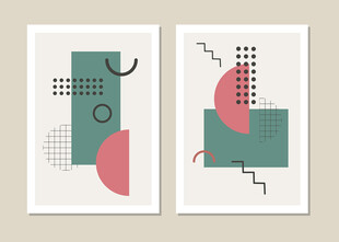 几何抽象风装饰画组合