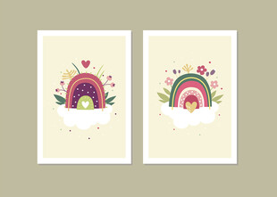 可爱彩虹装饰画图案设计