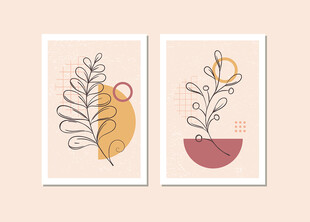 简约植物装饰画两幅