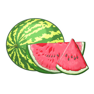 新鲜西瓜切片展示