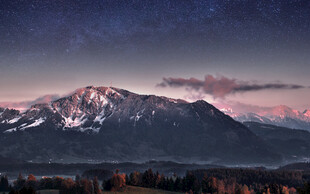 壮丽雪山星空夜景图