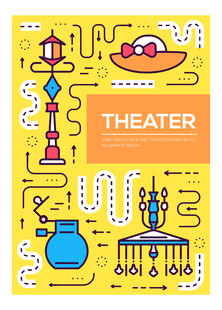 剧院主题装饰元素插画