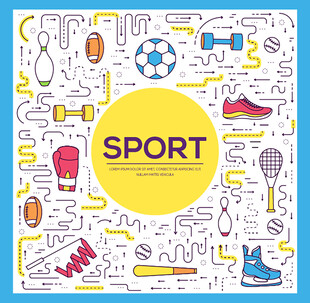 多彩运动元素插画
