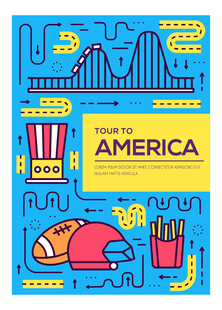 美国主题快餐文化插画