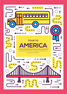 美国城市元素插画