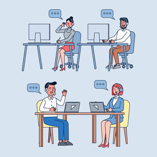 办公场景中的多样工作状态