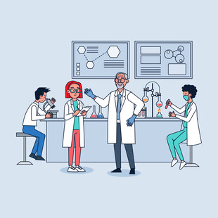 实验室里的科研人员工作场景