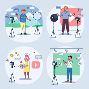 视频创作场景插画