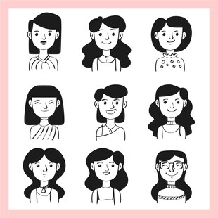 多样女生发型简笔画示例