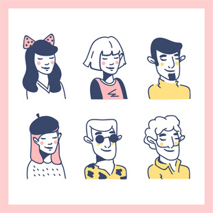卡通风格人物头像集合