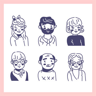 简约风格人物头像插画