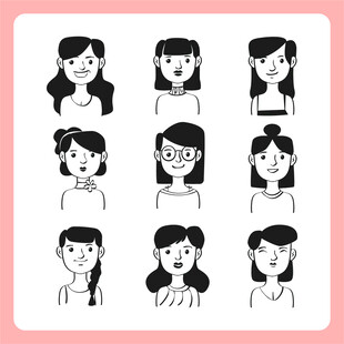 多样女性头像设计素材