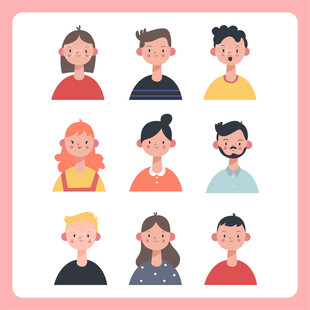 多样卡通人物头像集合