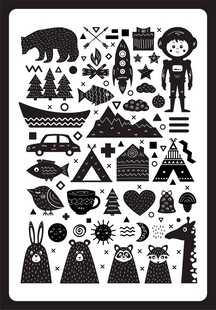 户外露营元素矢量插画