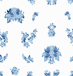 蓝白花卉无缝图案背景