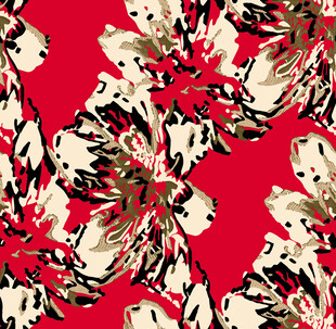 红色花卉图案布料纹理