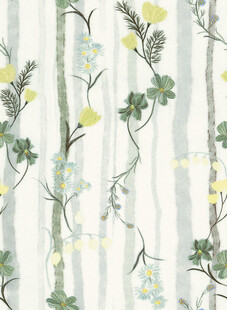 清新花卉条纹墙纸图案