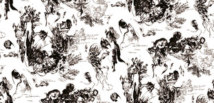 黑白手绘风动植物图案