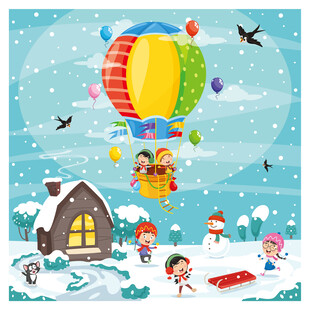 热气球下的欢乐场景