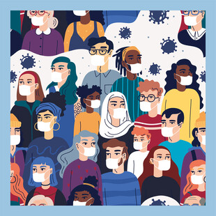 戴口罩的多元人群形象