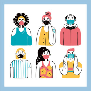 戴口罩的多样人物形象