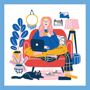 居家办公的惬意时光