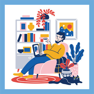 居家惬意阅读时光