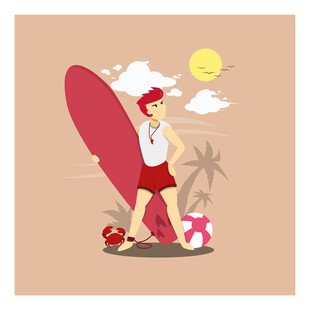 夏日冲浪者的休闲时光