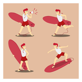 冲浪者的四种酷炫动作