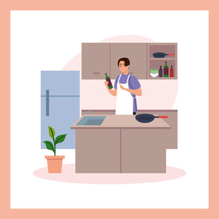 女士在厨房烹饪场景