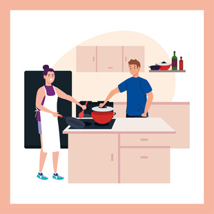 情侣厨房共烹美食