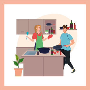 情侣厨房甜蜜共做家务