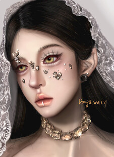 哥特风妆容的神秘女性