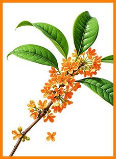 枝头绽放的橙色桂花