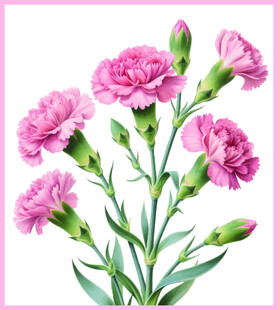 粉色康乃馨花卉插画