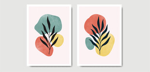 抽象几何叶子装饰画