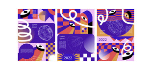 多彩抽象图案装饰画设计