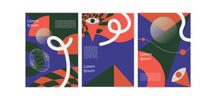 抽象几何植物装饰画组合