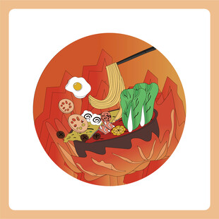 卡通风格的美味早餐场景