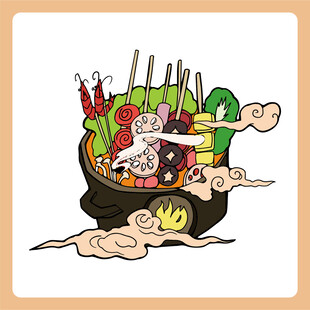 卡通风格的美味串串香