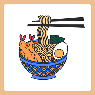 美味海鲜拉面插画