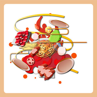 美味火锅食材插画